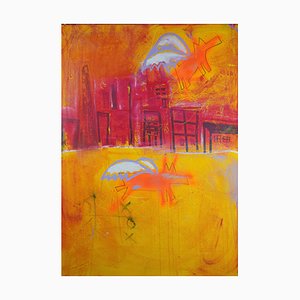 Candice O 'Donnell, Pig Dog City, Neo Expressionist Gemälde, 2022, Acryl auf Leinwand