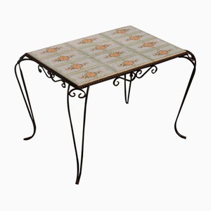 Tavolino da caffè in ferro battuto con piastrelle, Francia, anni '60
