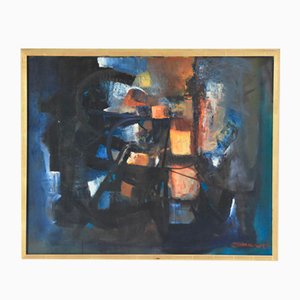 Jørgen Waring, Abstraktes Gemälde, 1960er, Öl auf Leinwand