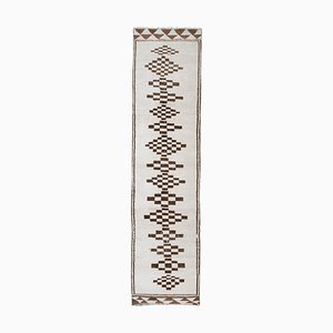 Hand-Knotted Kurdish Undyed Wool Runner Rug