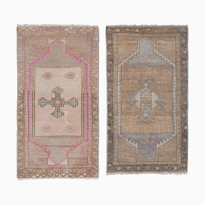 Turkish Distressed Low Pile Faded Rugs, Set of 2