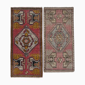 Small Handmade Distressed Oushak Rugs, Set of 2