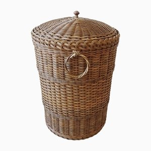 Rattan Basket with Lid, 1970s