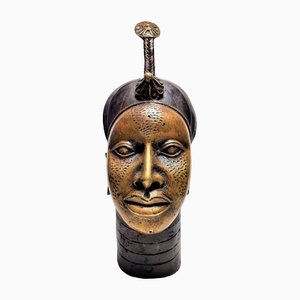 African Benin Bronze Head, 1890s