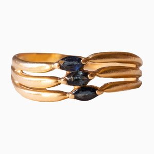Vintage 18k Gold Ring with Sapphires, 1950s / 60s