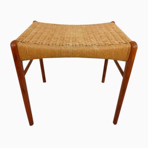 Footstool in Teak and Paper Cord by Peder Kristensen for Glyngore Stolfabrik, 1960s