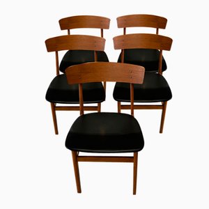 Danish Dining Chairs in Teak and Nappa from Farstrup Furniture, 1960s, Set of 5