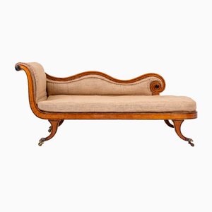 Antique English Chaise Longue in Oak and Ebonised Inlay