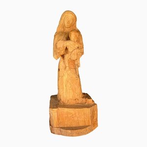 Jungfrau mit Kind Skulptur, 1960er, Holz