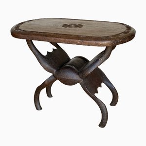 20th Century Africanist Brutalist Stool with Tray
