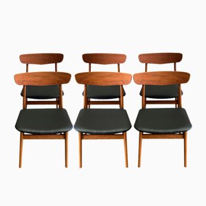 Danish Dining Chairs in Teak and Nappa, 1960s, Set of 6
