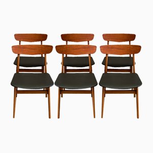 Chaises de Salle à Manger en Teck et Nappa de Farstrup Furniture, Danemark, 1960s, Set de 6