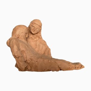 Scultura di una coppia, anni '60, terracotta