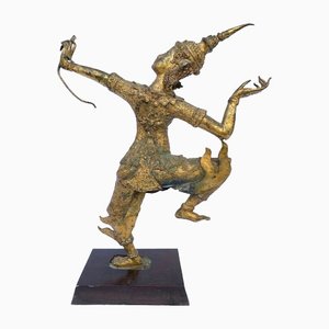 Indonesische Göttin mit Bogen Skulptur, 1950er, Metall