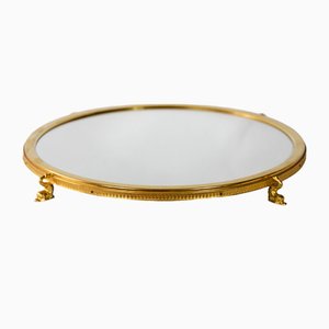 Vintage Italian Round Gilt Mirrored Tray