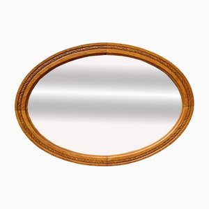 Vintage Oval Mirror with Carved Wooden Frame