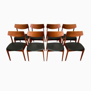 Danish Dining Chairs in Teak and Nappa from Funder Schmidt, 1960s, Set of 12