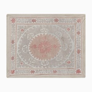 Suzani White Washed Pale Tribal Tapestry