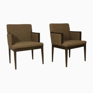 Cube Leon Armchairs in Brown Fabric, 1960s, Set of 2