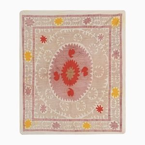Vintage Embroidered Pink Suzani Table Cover