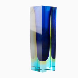 Blaue Vase von Flavio Poli für Seguso