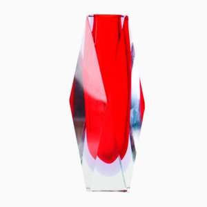 Rote Vase von Flavio Poli für Seguso