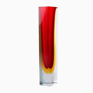 Rote Vase von Flavio Poli für Seguso