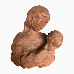 Sculpture Femme avec un Enfant, 1970s, Plâtre