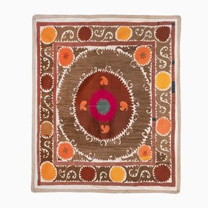 Vintage Suzani Red and Brown Tablecloth from Guillerme Et Chambron