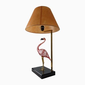 Lampada Flamingo in cristallo di Murano e bronzo di Licio Zanetti, anni '70