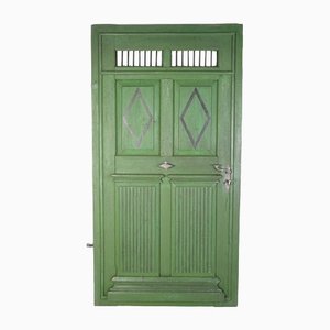 Puerta austriaca antigua pintada de verde, década de 1800