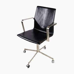 Office Chair in Steel and Black Leather, Denmark, 2009