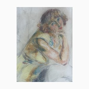 Jeune fille pensive, 1963, Chalk & Paper