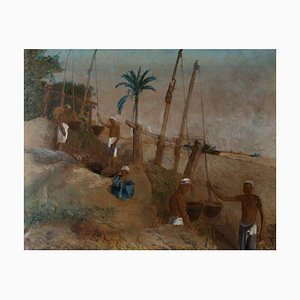 Hommes puisant de l'eau dans des oasis, 1921, Oil on Canvas