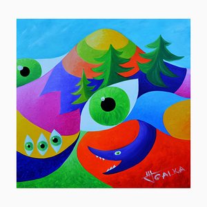 Galka, Yeux Verts, 2015, Huile sur Toile