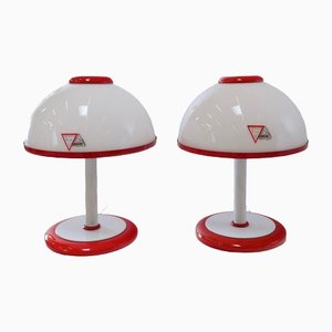 Italian Murano Luce Glass Table Lamps in the style of F. Fabbian, 1980s, Set of 2