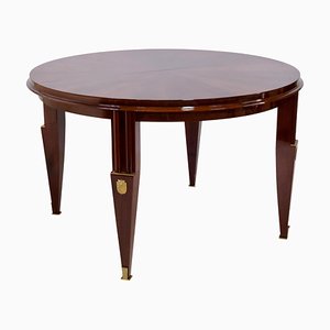 Art Deco Mahogany Round Dining with Brass Fittings, 1930s