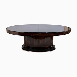 Art Deco Black Oval Dining Table with Extension, 1930s