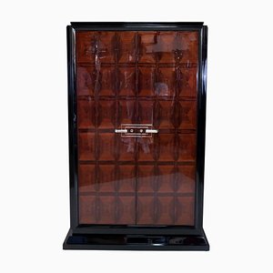 French Art Deco Cabinet in Black Lacquer and Marquetry, 1930s