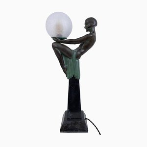 Art Deco Enigme Woman Sculpture on Top of an Obelisk Lamp by Max Le Verrier, 2022