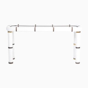 White Ceramic & Brass Console Table by Tommaso Barbi, 1970s