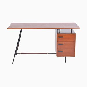 Mid-Century Italian Modern Teak Desk with Floating Top and Drawers, 1950s