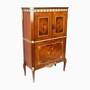 Mueble de cóctel Meuble Francais Ormolu vintage de madera nudosa de nogal, siglo XX