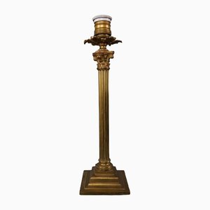 Lámpara de mesa francesa antigua dorada, finales de 1800