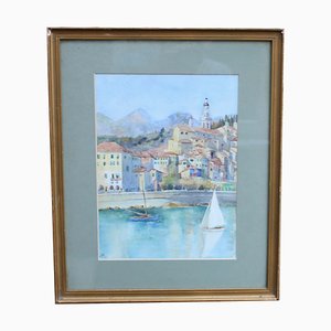 Italian Artist, Riviera Scene Recalling Portofino, 1950s, Watercolour