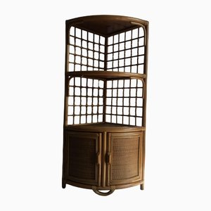 Bamboo Corner Cabinet with Shelving & Cupboard