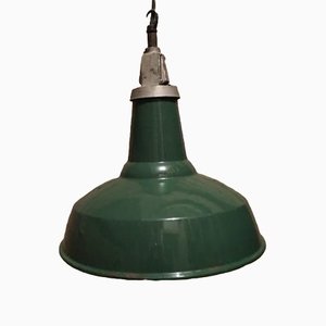Lámpara colgante industrial vintage en verde