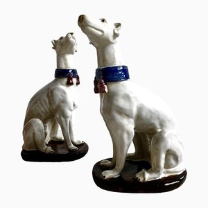 Large Ceramic Greyhounds or Whippets, Set of 2