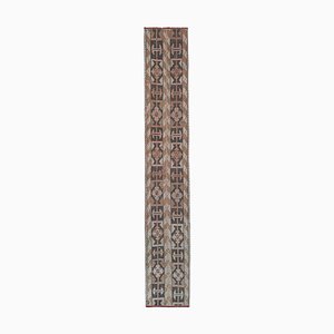 Alfombra de pasillo geométrica turca larga y estrecha de lana hecha a mano