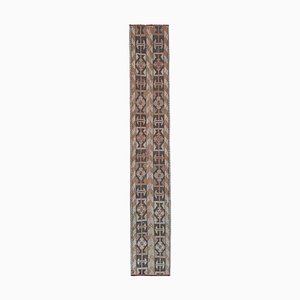 Long and Narrow Turkish Handmade Geometric Staircase Runner Rug in Wool